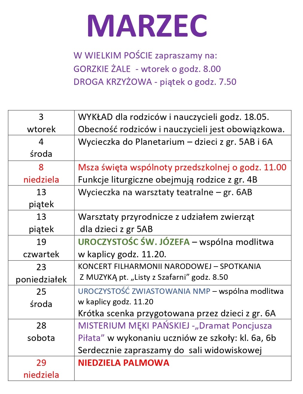Kalendarium październik 2024